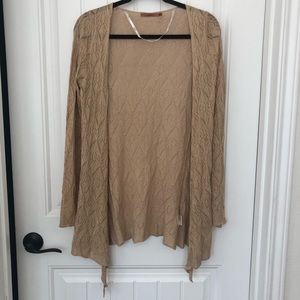 Belldini Crocheted Metallic Gold Duster Sweater